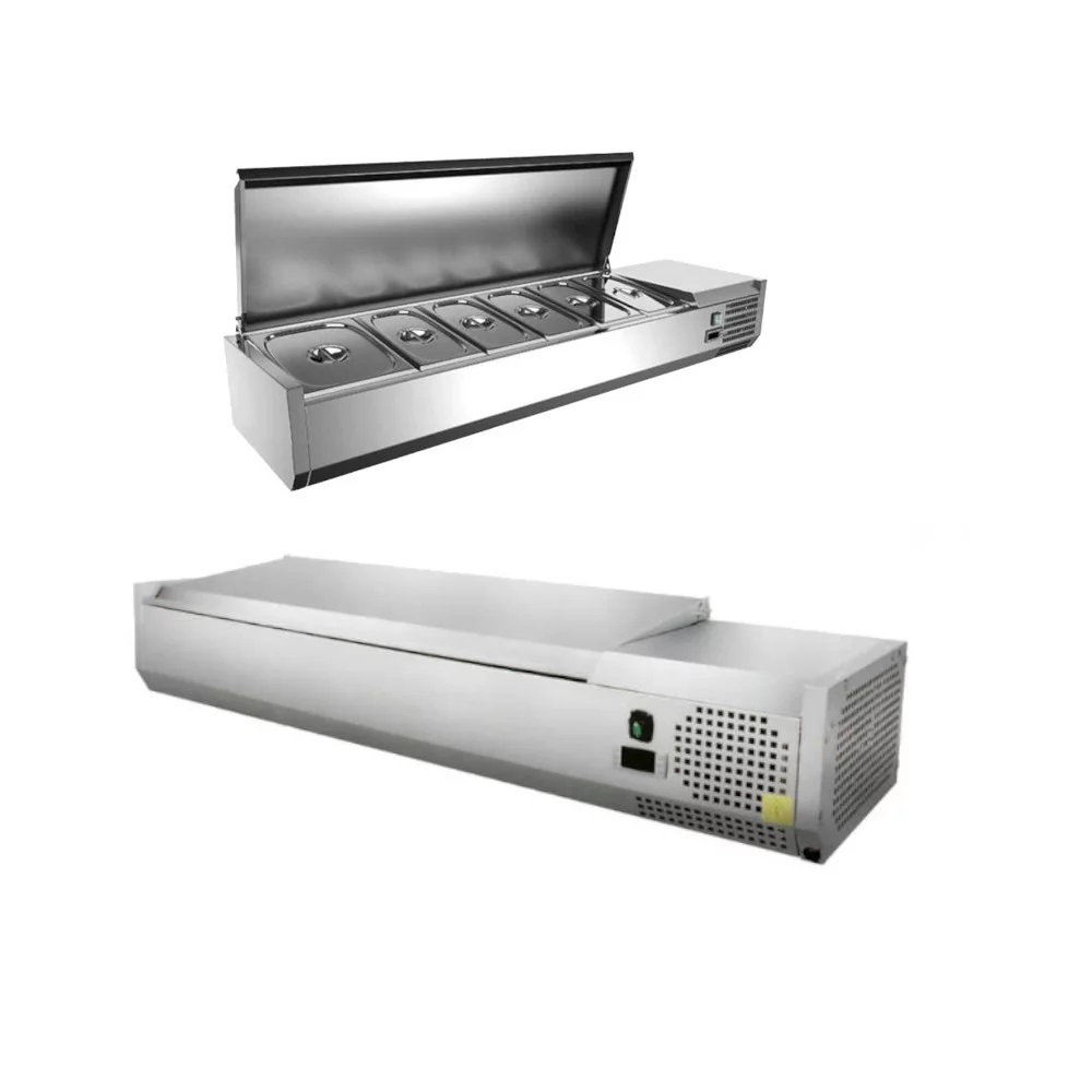 Kühlaufsatzvitrinen ECO mit Edelstahldeckel 1200-2000 mm, +2°C/+10°C, 1/3 oder 1/4 Bestückung