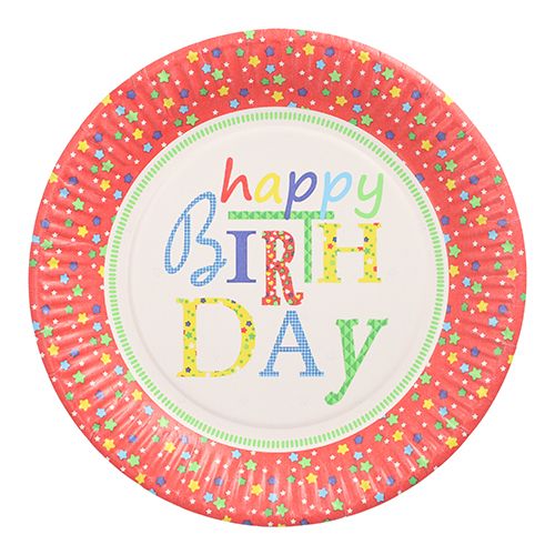 Pappteller Ø 23 cm "Happy Birthday",VPE= 200 Stück (20x 10)