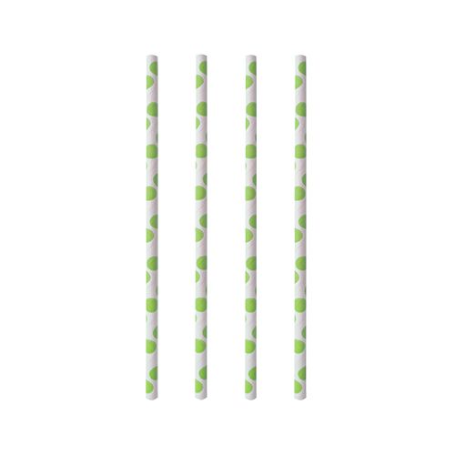Papierstrohhalme Ø 6 mm x 20 cm "green Dots", VPE= 1000 Stück (10x 100)