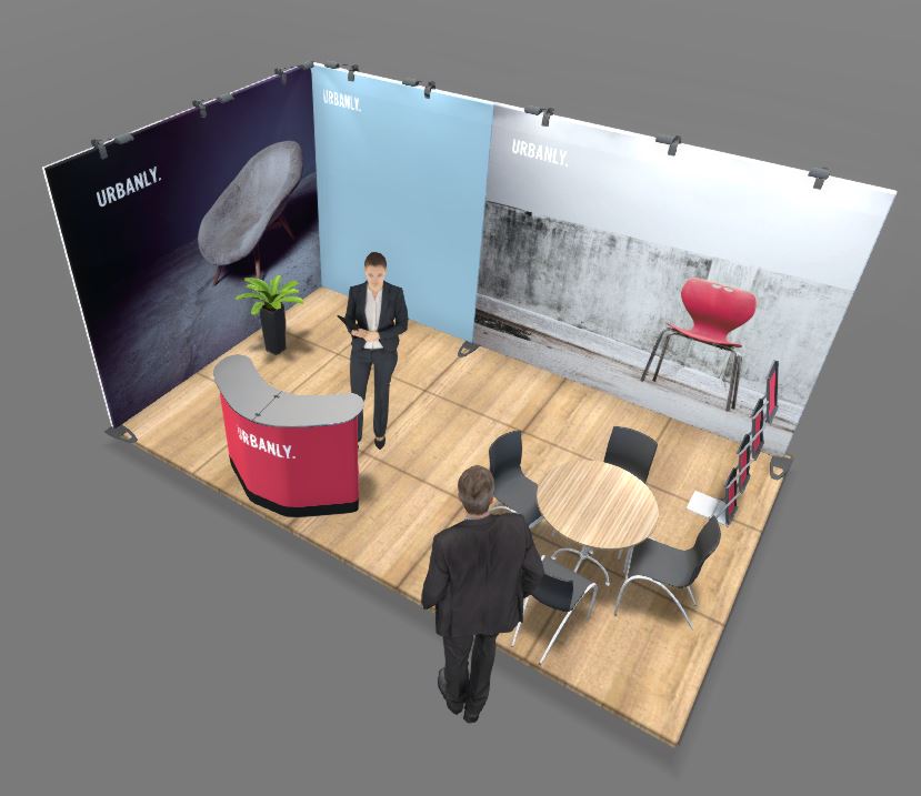 Expand System Eck Messestand 5x3m - Höhe 240cm