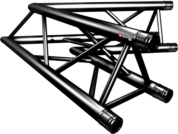 Naxpro-Truss FD 33 C20 60° 2 Weg Winkel RAL9005 - Schwarz - Seidenmatt