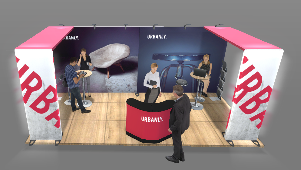 Expand System Reihen Messestand mit Deckenelementen 6x3m - Höhe 240cm