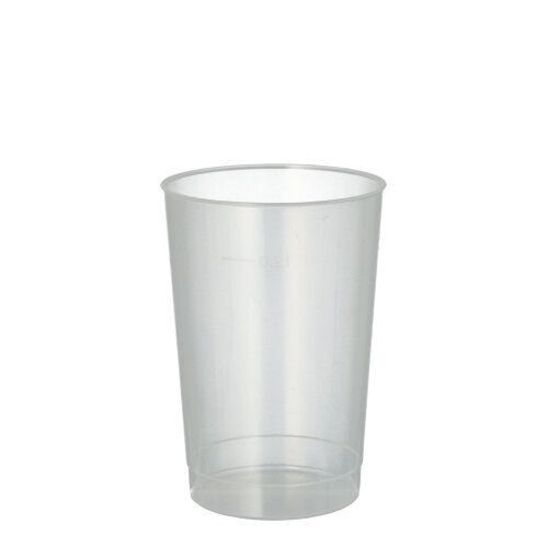 Mehrweg Plastikbecher (PP), 0,2 l Ø 6,8 cm x 9,8 cm transluzent unzerbrechlich, VPE= 800 Stück (20x40)
