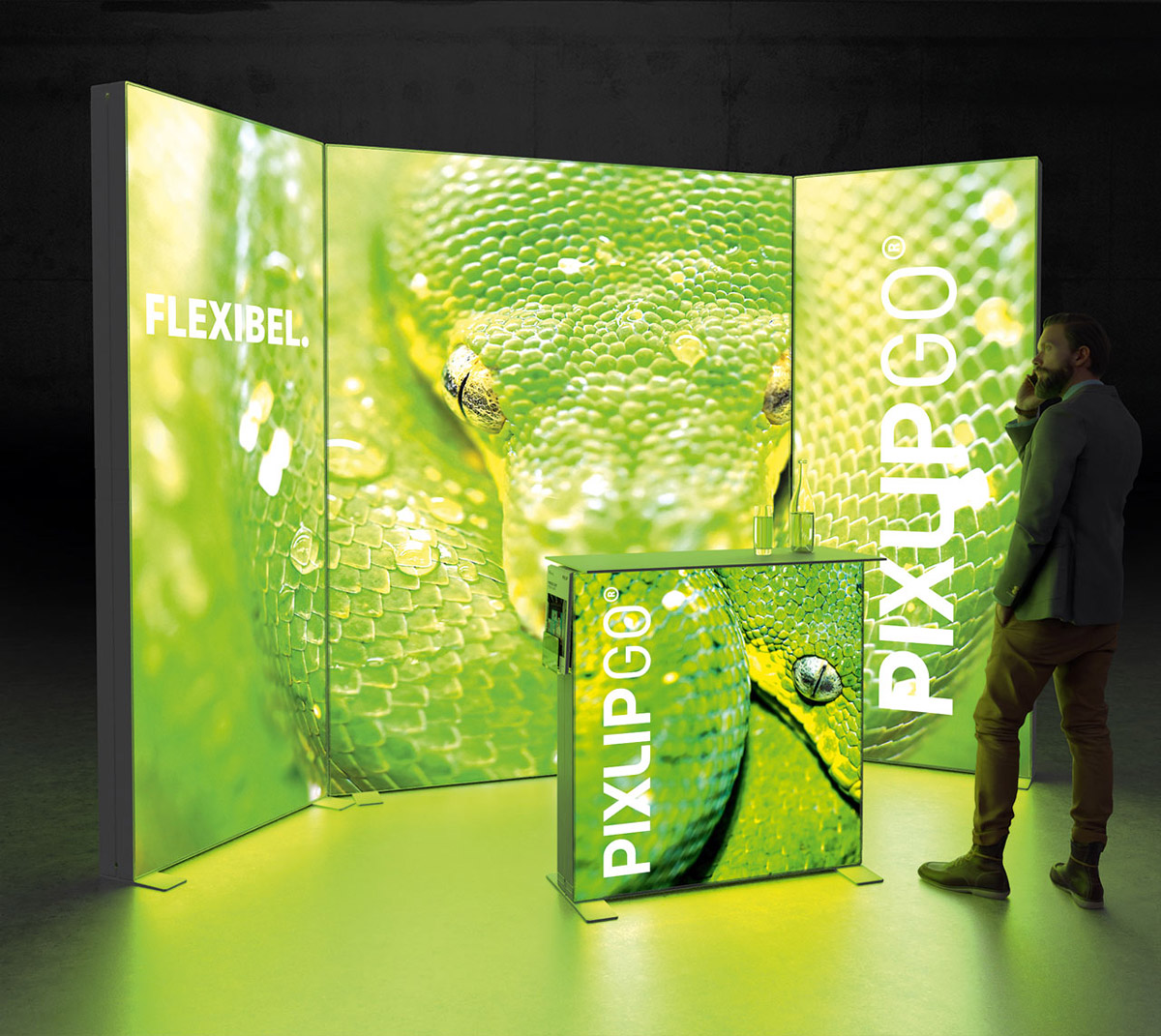 PIXLIP GO Reihen Messestand 2x1m - inkl. LED Counter S Black