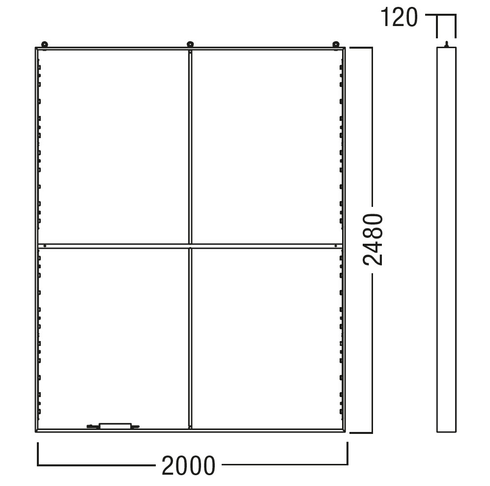 Leuchtwandelement 2000 x 2480 mm zur vertikalen Abhängung