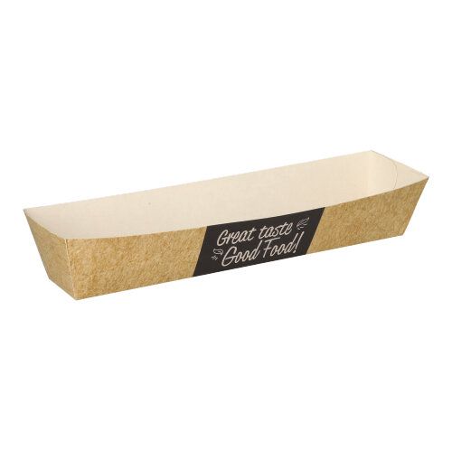 Snacktrays, Pappe "pure" 5 x 20 cm "Good Food", VPE= 700 Stück (14x 50)