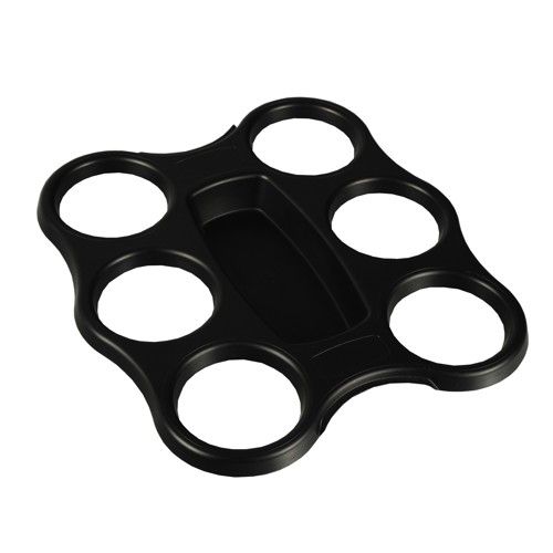 Becher-Trays, PS 22,4 x 24,4 x 2,4 cm schwarz für 6 Becher, VPE= 36 Stück (12x3)