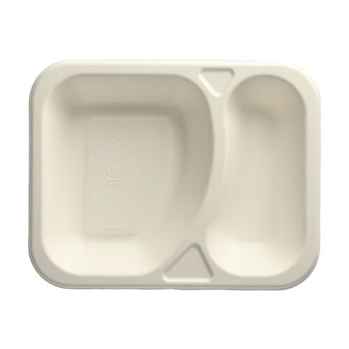 Siegelschalen aus Zuckerrohr, 2-geteilt, 825 ml, 18,5 x 23,5 cm, weiß, VPE= 600 Stück (6x 100)