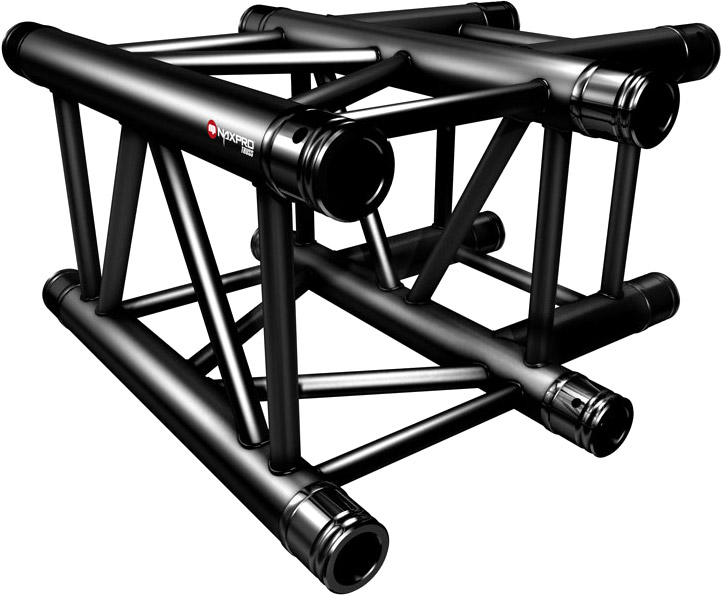 Naxpro-Truss FD 34 C35 90° 3 Weg Winkel RAL9005 - Schwarz - Seidenmatt