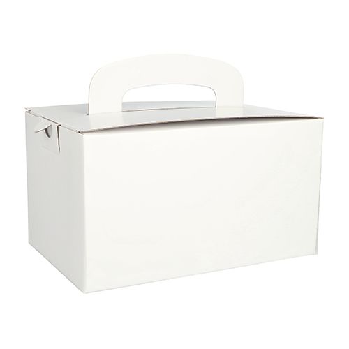 Lunchbox aus Pappe "pure" mit Tragegriff, weiß, 12,5 x 15,5 x 22,5 cm, VPE= 100 Stück (5x 20)