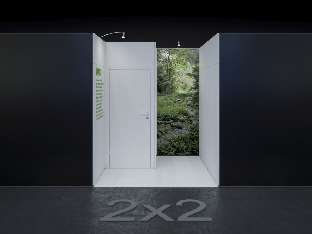 MBA SCENARIO® Displaysystem 2x2m Reihenstand mit Kabine links