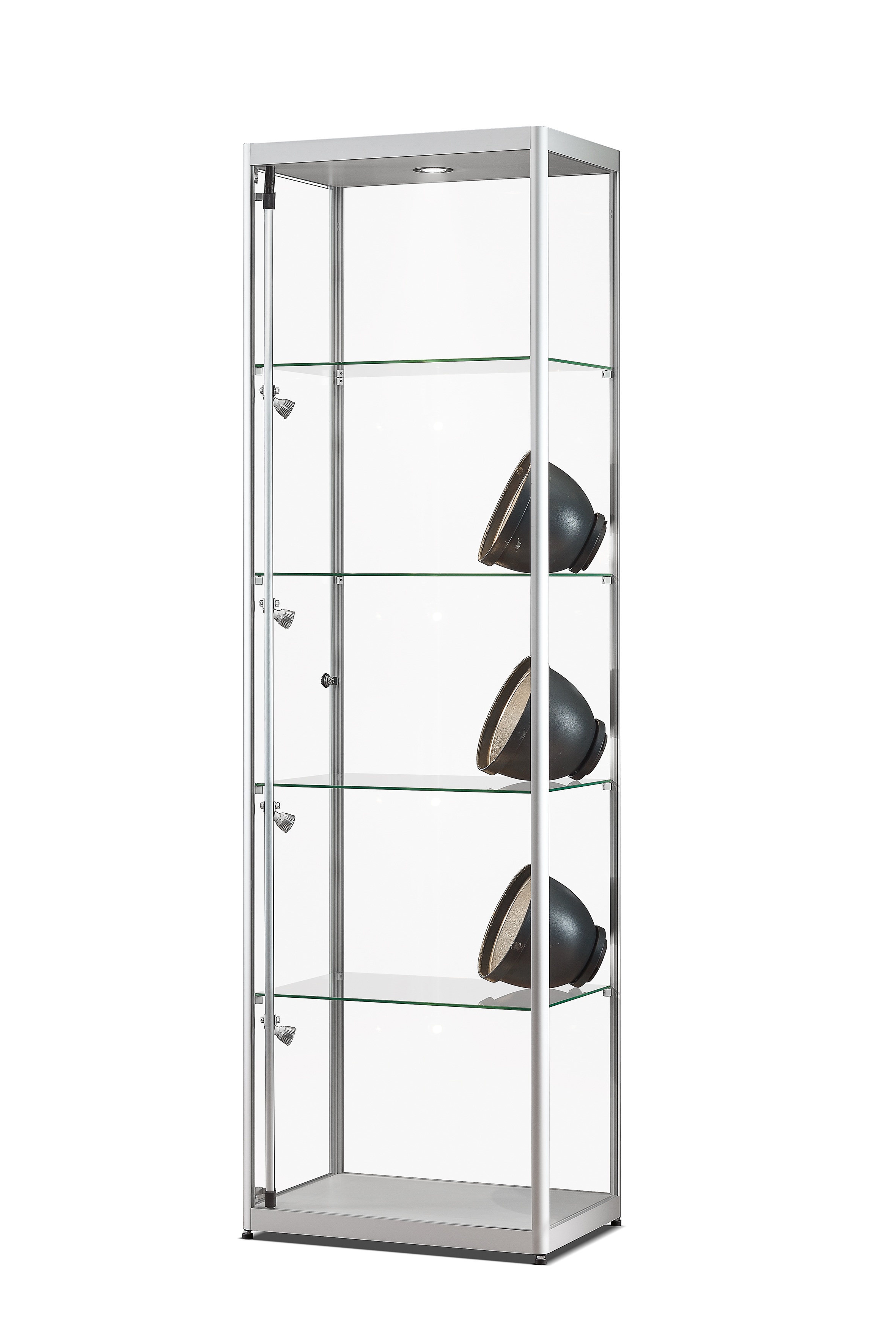 Verkaufsvitrine 115 600 mit LED Deckenspot und Seitenbeleuchtung