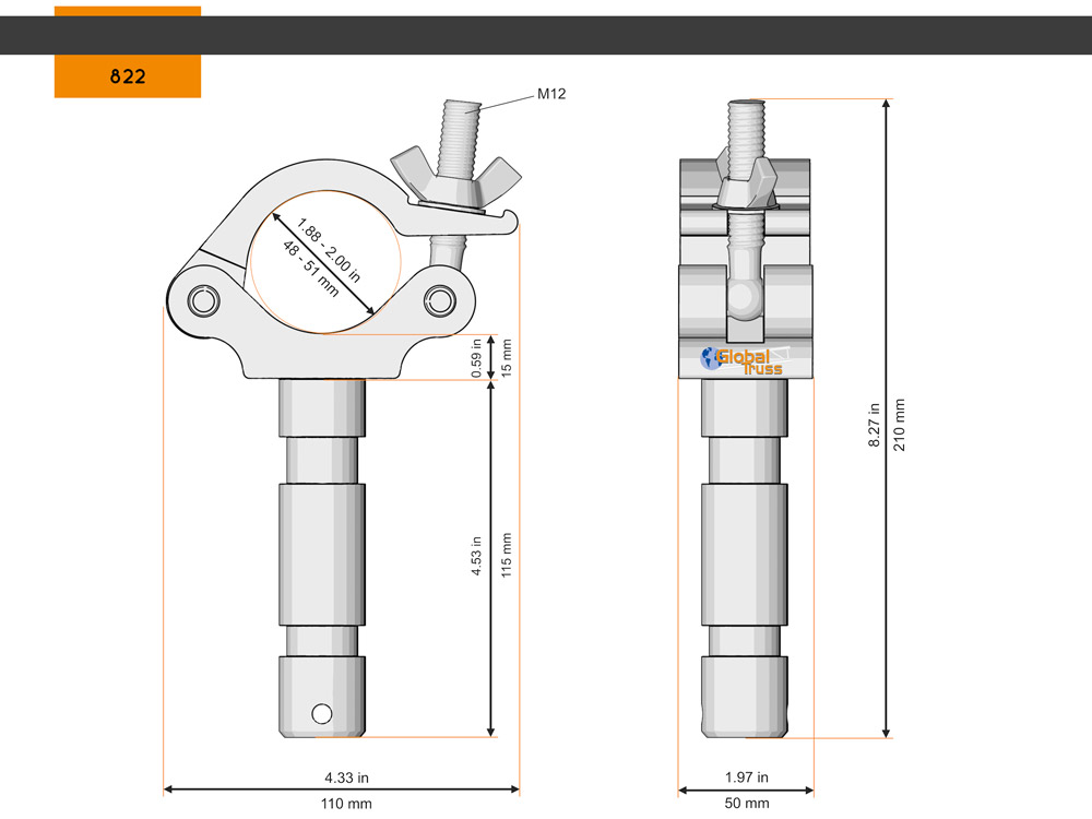 Half Coupler Spigot 48-51/50/500kg