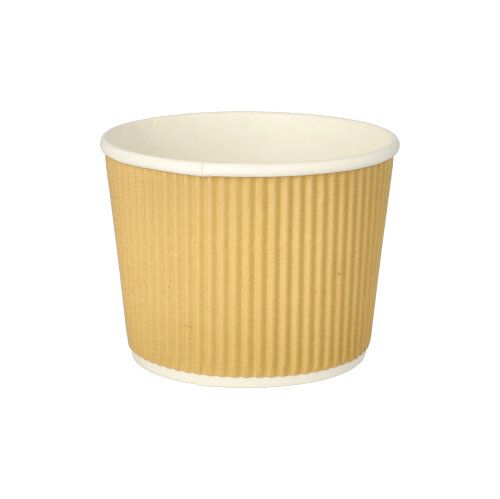Suppenbecher, Pappe rund 520 ml Ø 11 cm x 8,4 cm braun/weiß Ripple Wall, VPE= 500 Stück (20x 25)