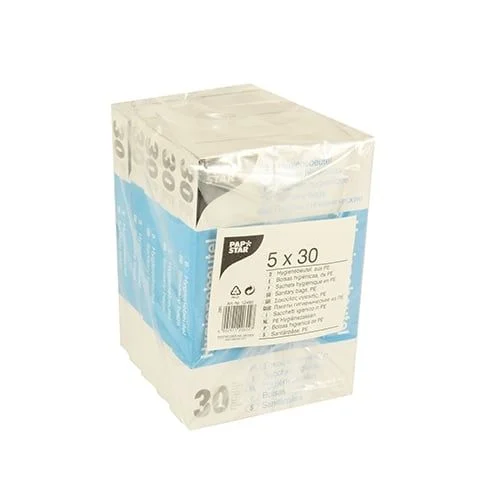 Hygienebeutel im Spenderkarton 28,5 x 8 x 7 cm weiss, VPE= 1500 Stück (50x 30)