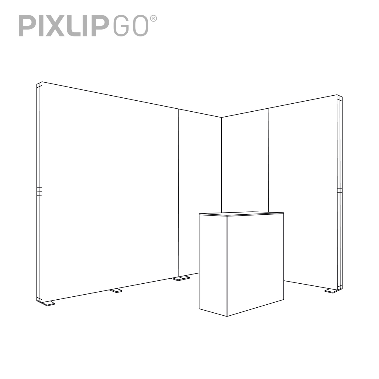 PIXLIP GO Eck Messestand 3x2m - inkl. LED Counter L White