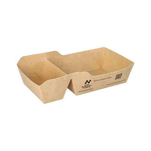 Pommesschalen, Pappe "NOTPLA" 2-geteilt, 9 x 16,5 cm, VPE= 720 Stück (6x 120)