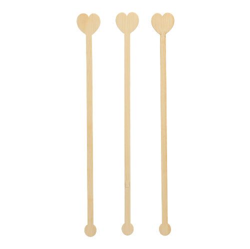 Getränke-Quirle, Bambus "pure" 20 cm "Heart", VPE= 1000 Stück (10x 100)