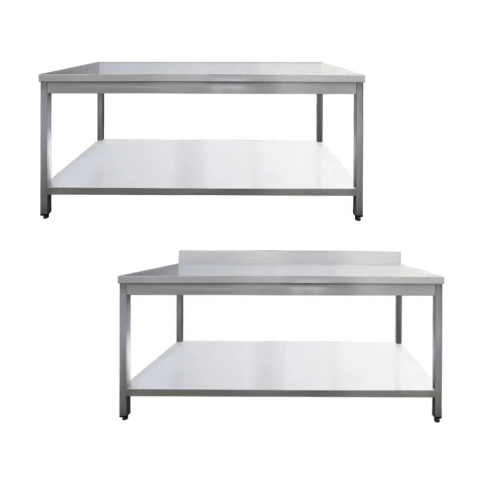 Skyrainbow Edelstahl Arbeitstisch ECO, ohne / mit Aufkantung, 700 mm Bautiefe