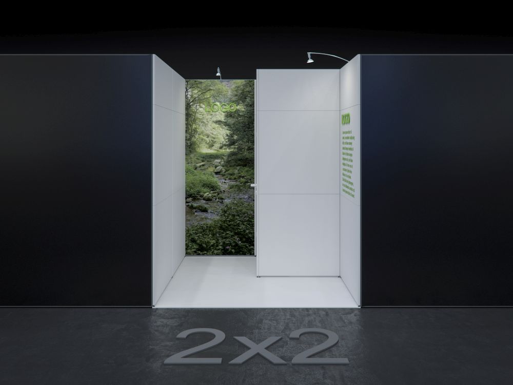 MBA SCENARIO® Displaysystem 2x2m Reihenstand mit Kabine rechts