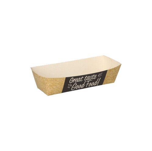 Snacktrays, Pappe "pure" 4,5 x 12 cm "Good Food", VPE= 700 Stück (14x 50)