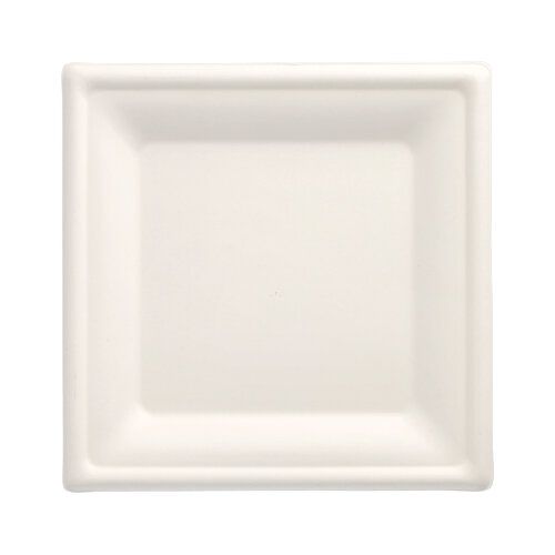 Zuckerrohr Teller, "pure" eckig 20 x 20 cm weiß, VPE= 500 Stück (10 x 50)