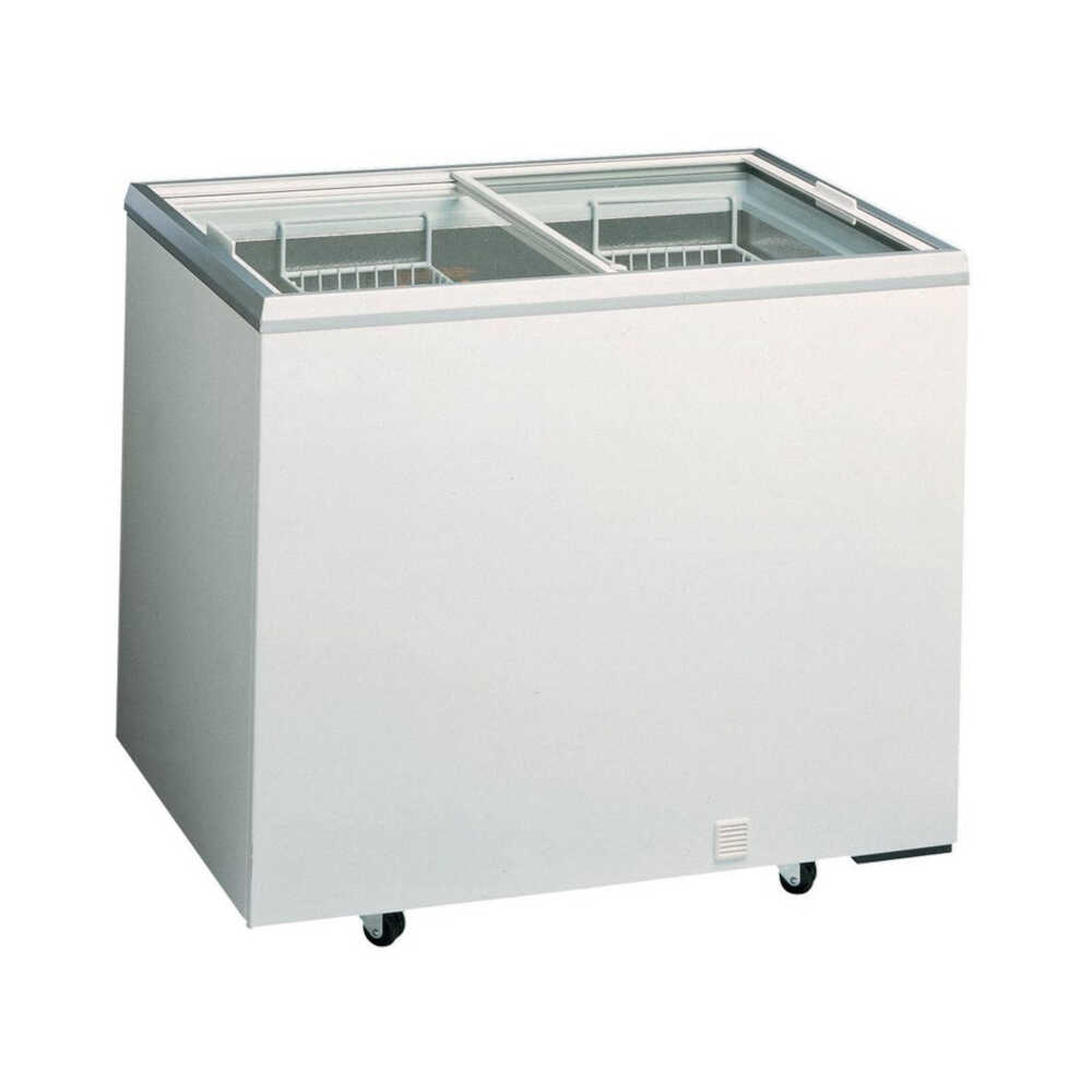 KBS Impuls-Tiefkühltruhe D 300 mit Glasschiebedeckeln, 296 Liter, -15°C bis -23°C, 1015mm Breite