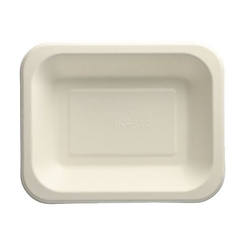 Siegelschalen aus Zuckerrohr, ungeteilt, 900 ml, 18,5 x 23,5 cm, weiß, VPE= 600 Stück (6x 100)
