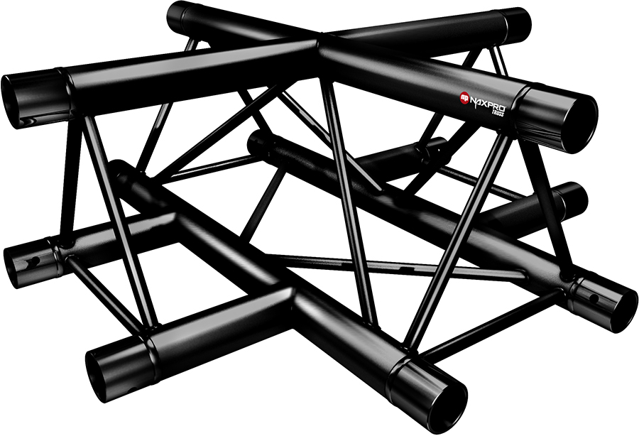 Naxpro-Truss FD 23 C41 90° 4 Weg Winkel RAL9005 - Schwarz - Seidenmatt