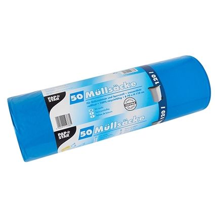 Papstar 50 Müllsäcke, LDPE 120 l 110 cm x 70 cm blau