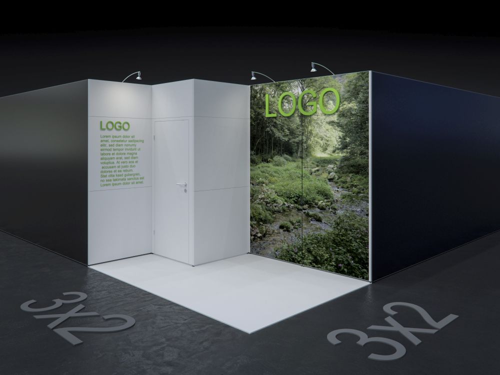 MBA SCENARIO® Displaysystem 2x3m Eckstand mit Kabine links