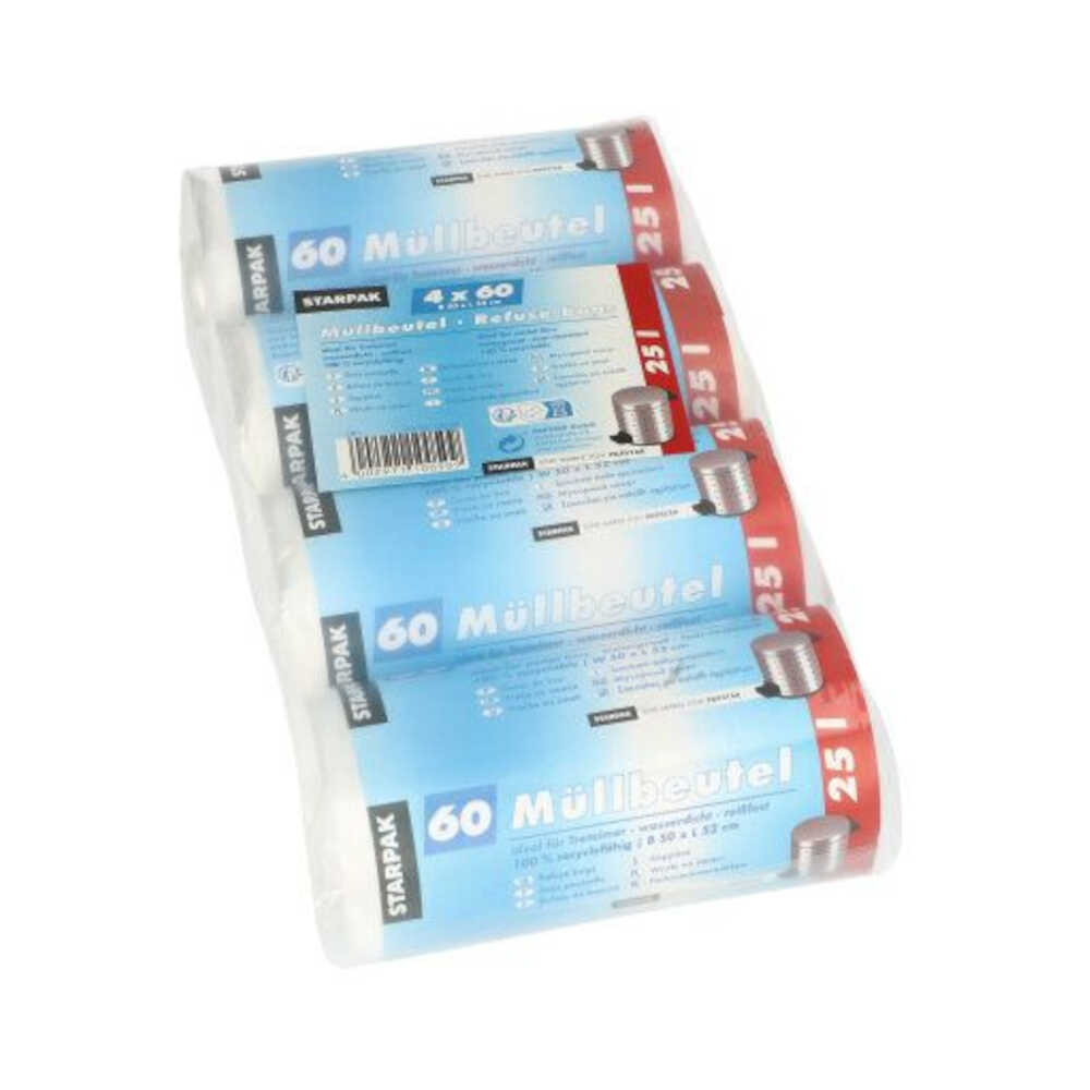 Müllbeutel, 25 l, transparent, H 52 x B 50 cm, 1 VPE = 960 Stück (4 x 240)