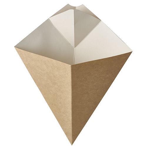 Pommes-Spitztüten mit Dip-Ecke, Pappe "pure", Füllinhalt 300 g, 27 x 21,5 cm braun/weiß, VPE= 500 Stück (10x 50)
