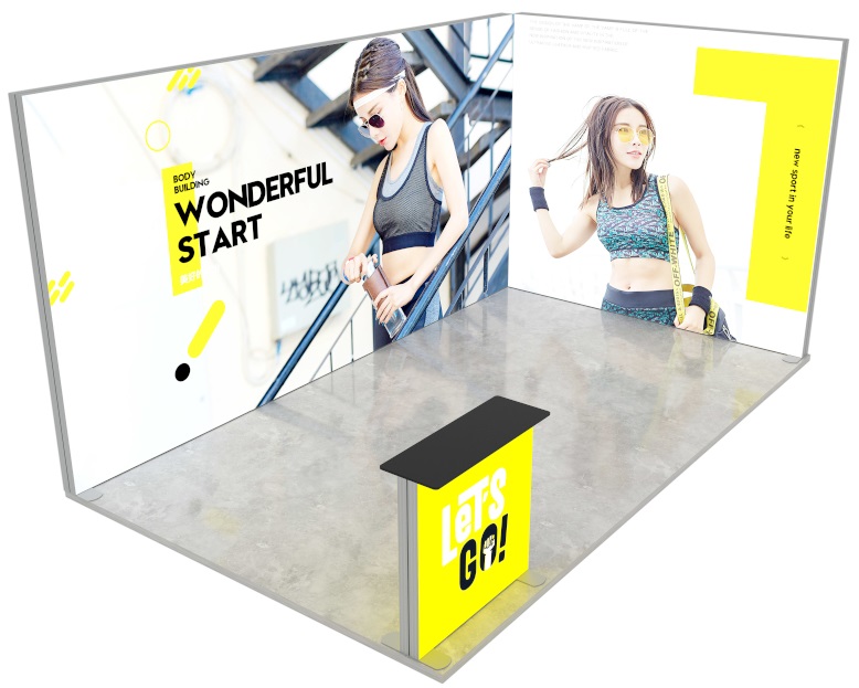 PMP Eckstand 5 x 3 m mit LED-Counter und Rolltaschen