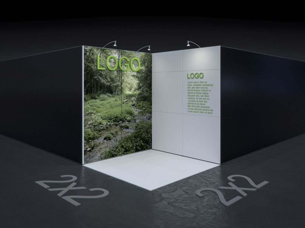 MBA SCENARIO® Displaysystem 2x2m Eckstand links