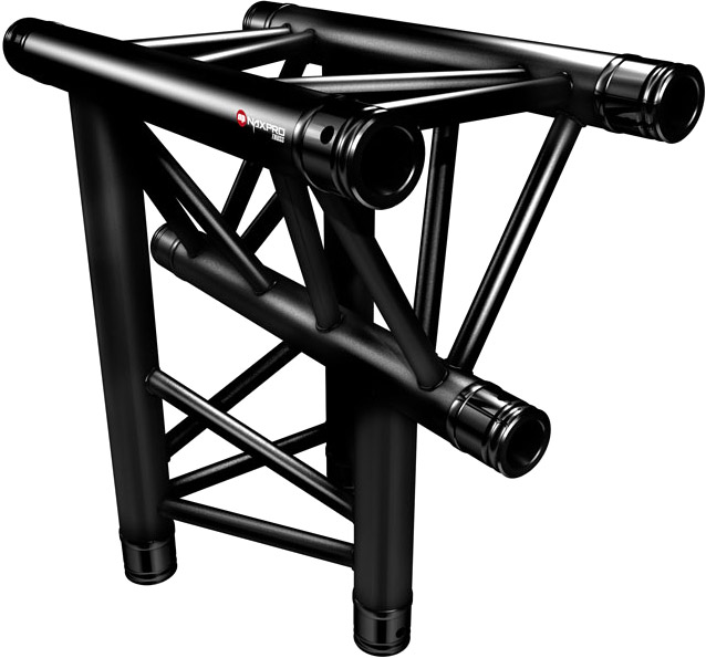 Naxpro-Truss FD 33 C38 90° 3 Weg Winkel RAL9005 - Schwarz - Seidenmatt