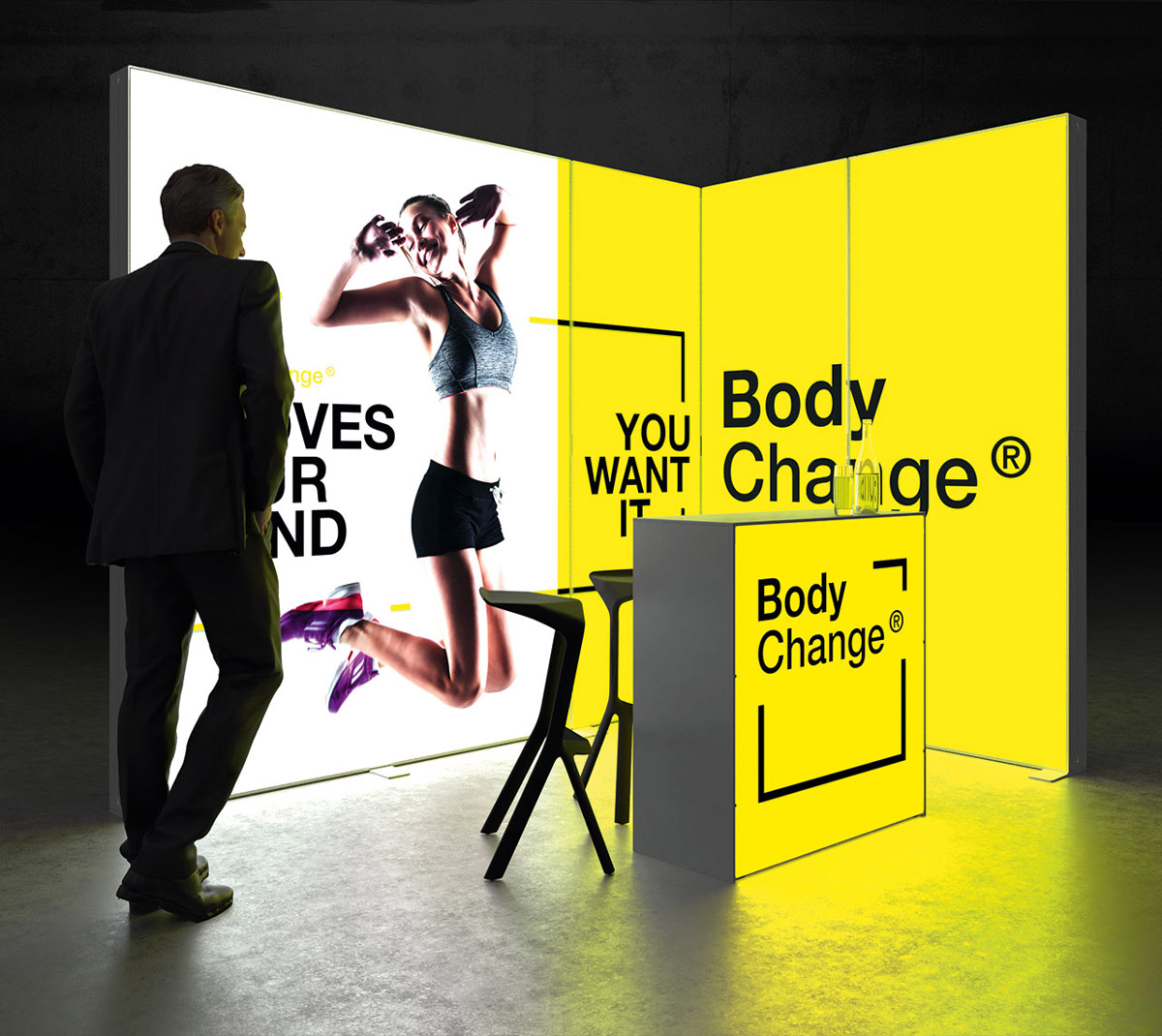 PIXLIP GO Eck Messestand 3x2 m - inkl. LED Counter L White