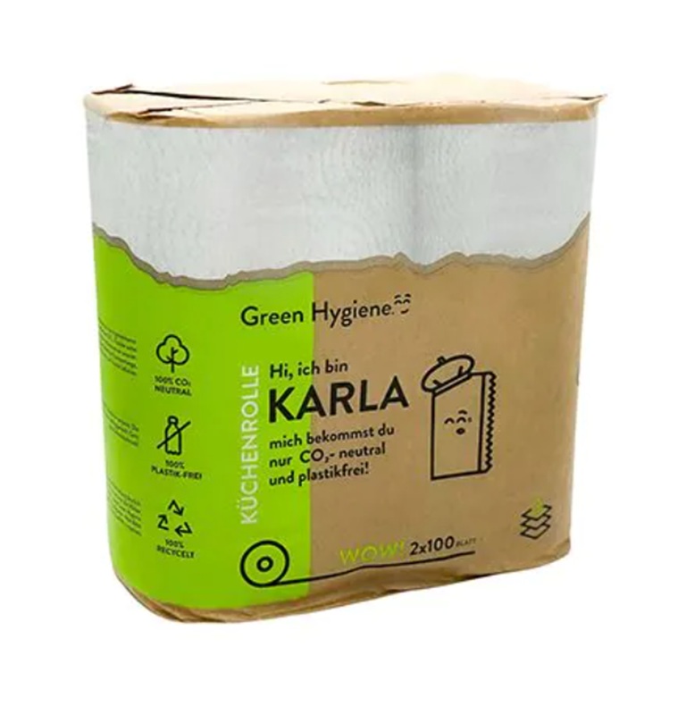  Green Hygiene Küchenrolle KARLA , 22 x 24,1 cm, 100 Blatt, 3-lagig, VPE= 36 Stück (18x 2)
