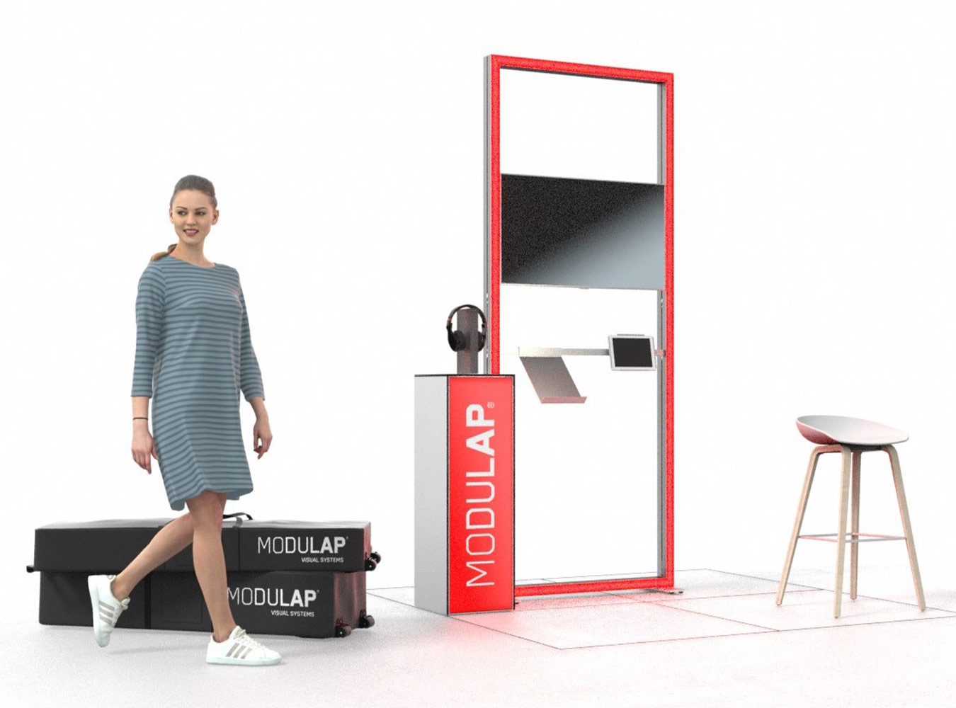 Modulap One LED Kopf Messestand für 1x2m - Höhe 246cm