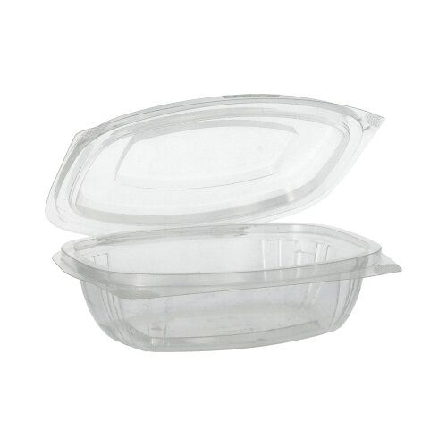 Salatschalen To Go mit Klappdeckel, PLA "pure" 375 ml 4,8 x 16,1 x 13,2 cm glasklar, VPE= 300 Stück (6x 50)