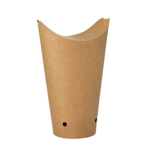 Pommes-Schütte, Pappe rund Ø 8,5 cm x 17,7 cm braun, groß, VPE= 500 Stück (10x 50)