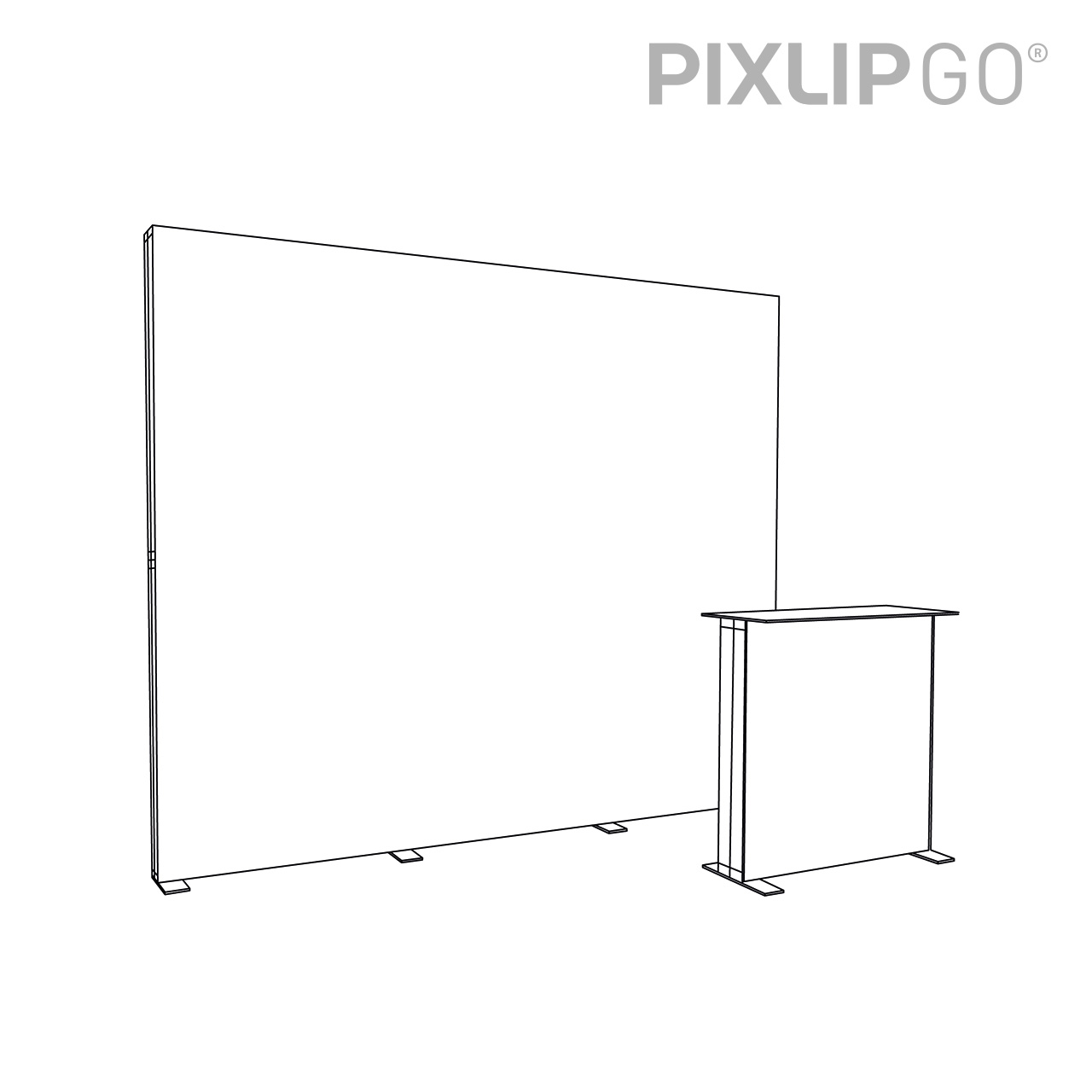 PIXLIP GO Kopf Messestand 3m - inkl. LED Counter S Black