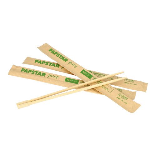 Essstäbchen aus Bambus, 23 cm, einzeln verpackt, VPE= 500 Stück (10x 50)