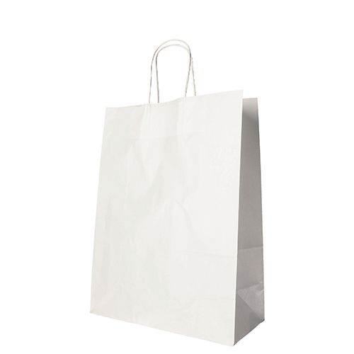 Papiertüten 35 x 26 x 12 cm weiß mit gedrehtem Tragegriff, VPE= 250 Stück (10x 25)