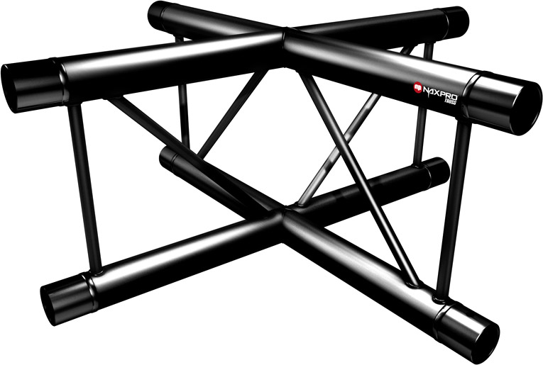 Naxpro-Truss FD 22 C41V 90° 4 Weg Winkel RAL9005 - Schwarz - Seidenmatt