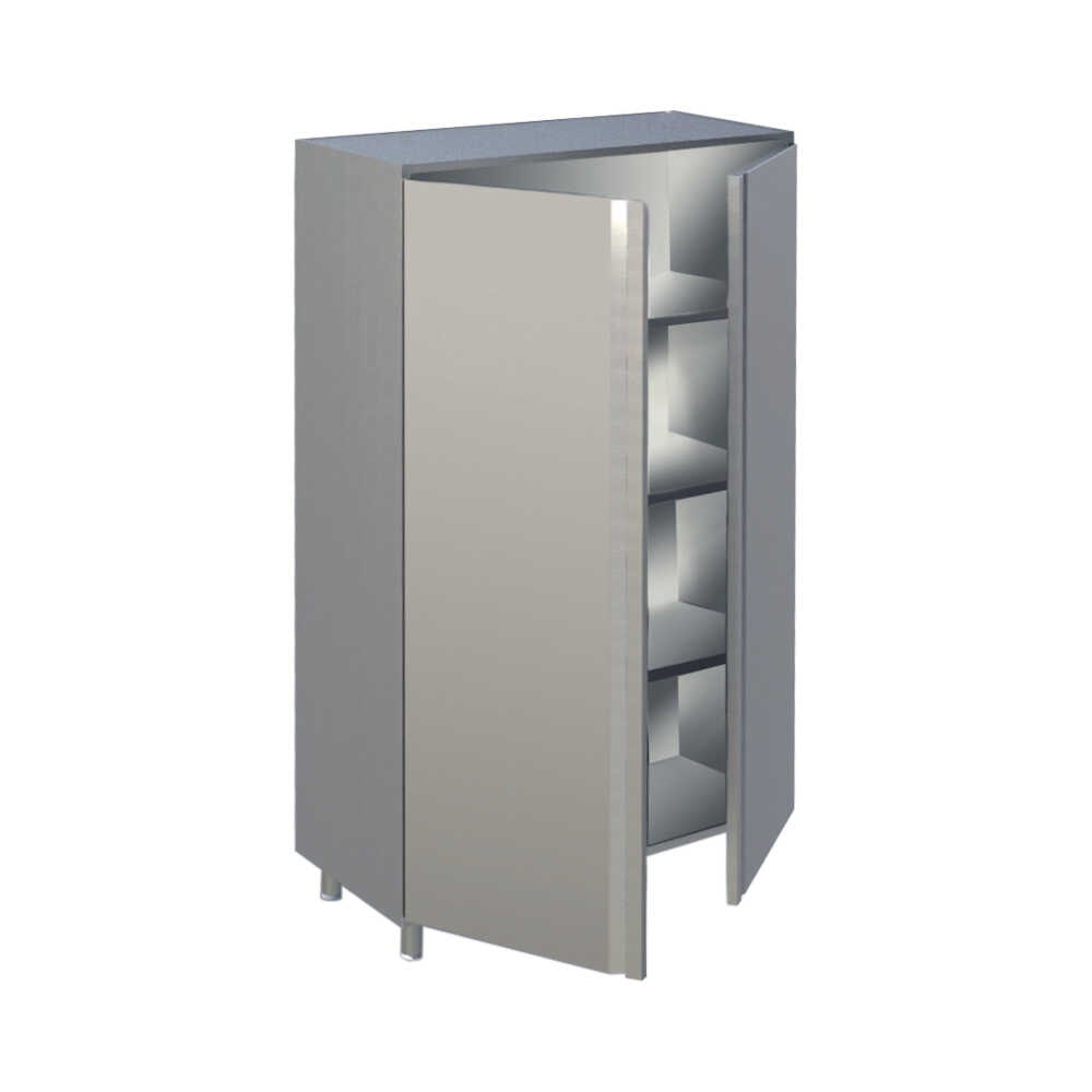 KBS Edelstahl Geschirrschrank PRO, mit Flügeltüren, 1200 x 700 x 1500 mm