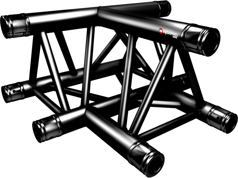 Naxpro-Truss FD 33 C36 90° 3 Weg Winkel RAL9005 - Schwarz - Seidenmatt