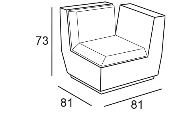493c6b8bdaec309553aa00209aa75f1a-big-cut-corner-eckelement-loungesessel_2DBvBK8IjsxxfQ Technische Zeichnung des Big Cut Eckelement Lounge Sessels mit den Maßen für Höhe, Breite und Tiefe in der Schrägansicht.