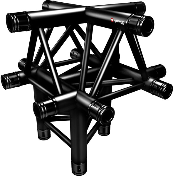 Naxpro-Truss FD 33 C52 90° 5 Weg Winkel RAL9005 - Schwarz - Seidenmatt