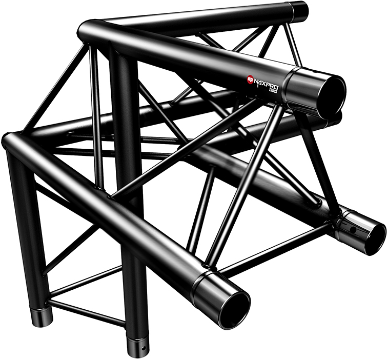 Naxpro-Truss FD 23 C31 90° 3 Weg Winkel RAL9005 - Schwarz - Seidenmatt